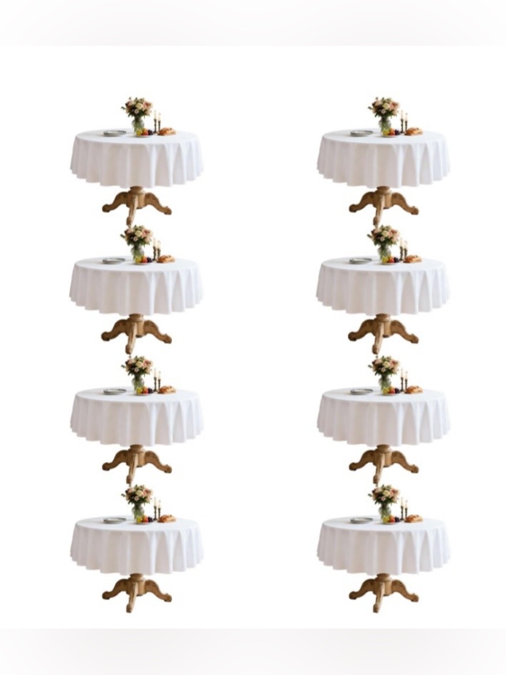 Classic Tablecloth 70” Round WASHABLE REUSABLE EASY-CARE (8-pack) WHITE